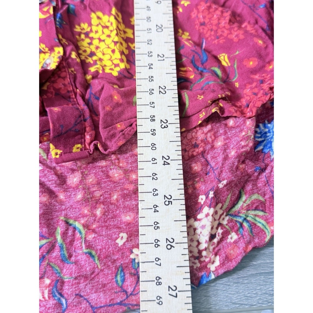 Maeve Anthropologie Blouse Womens M Pink Floral Boho Viscose Button Peasant Top - Picture 10 of 13